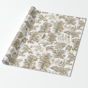 Pride and Prejudice Horses Beige Gold Toile Cadeaupapier