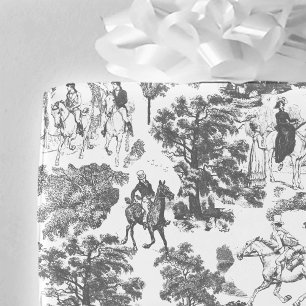 Pride and Prejudice Horses Black White Toile Cadeaupapier