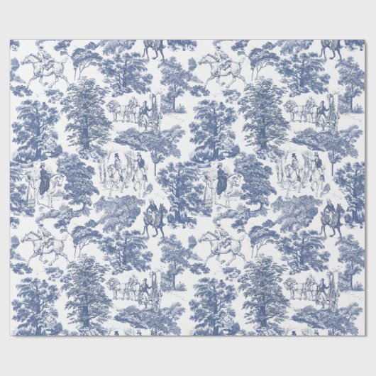 Pride and Prejudice Horses Dusty Blue Toile Cadeaupapier (Vlak)