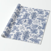 Pride and Prejudice Horses Dusty Blue Toile Cadeaupapier (Uitgerold)