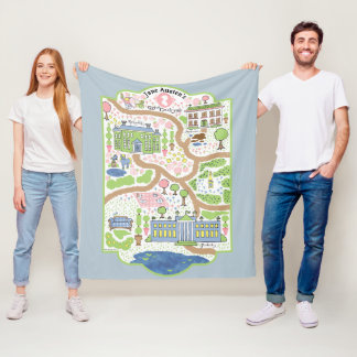 Pride and Prejudice Map Blanket Jane Austen schatt Fleece Deken