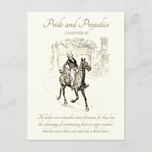 Pride and Prejudice Mr. Bingley op Black Horse Briefkaart (Voorkant)