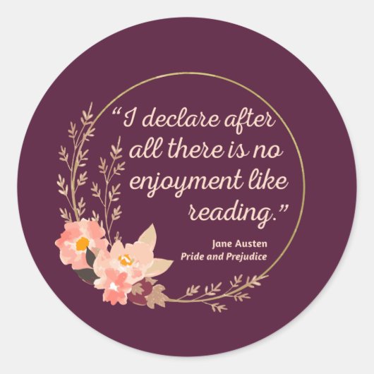 Pride and Prejudice Quote III - Cute Style Ronde Sticker (Voorkant)