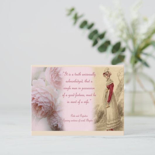 Pride and Prejudice Single Man, Jane Austen Briefkaart (Staand voorkant)