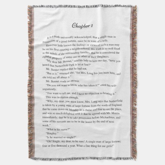 Pride and Prejudice Throw Blanket Deken (Voorkant Verticaal)