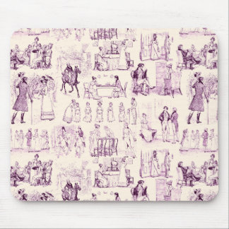 Pride and Prejudice Toile de Jouy Plum en Apricot Muismat