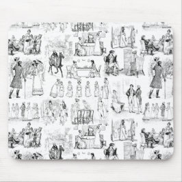 Pride and Prejudice Toile de Jouy Zwart-wit Muismat