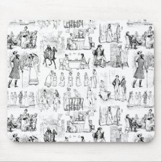 Pride and Prejudice Toile de Jouy Zwart-wit Muismat