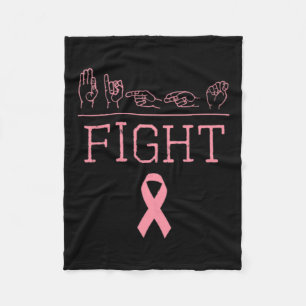 Pride ASL Fight Breast Cancer Awareness Ribbon GIF Fleece Deken