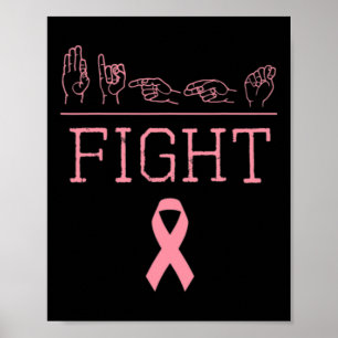 Pride ASL Fight Breast Cancer Awareness Ribbon GIF Poster
