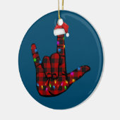 Pride ASL Merry Kerstgebarentaal Rood Geplakt Keramisch Ornament (Links)