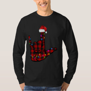 Pride Asl Merry-kerstgebarentaal Rood Geplakt T-shirt