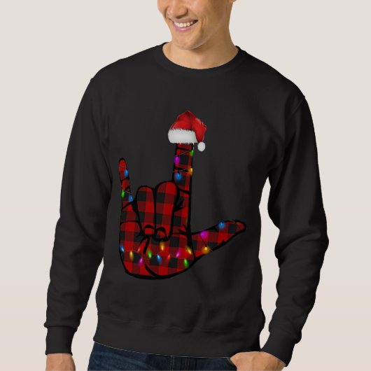 Pride ASL Merry Kerstgebarentaal Rood Geplakt Trui (Voorkant)