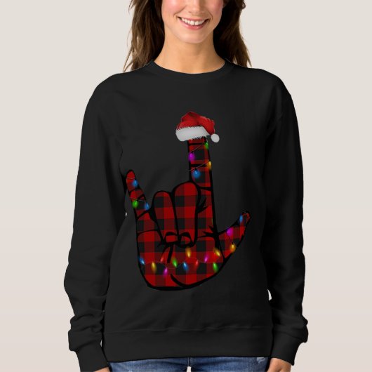 Pride ASL Merry Kerstgebarentaal Rood Geplakt Trui (Voorkant)