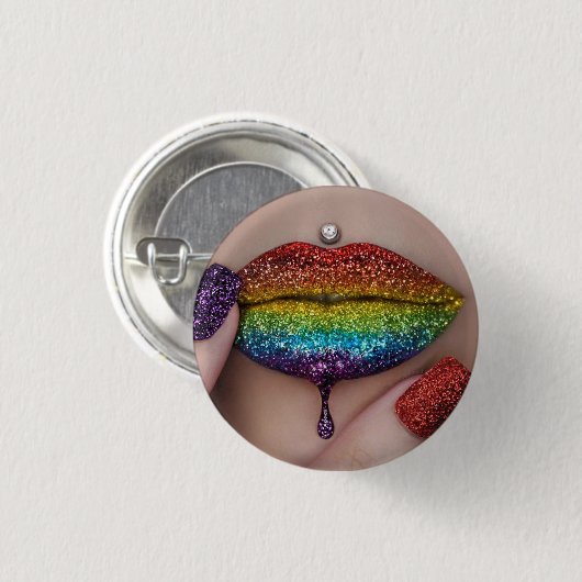 Pride Badges - Rainbow Lipstick Lesbian Ronde Button 3,2 Cm (Voorkant /achterkant)