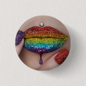 Pride Badges - Rainbow Lipstick Lesbian Ronde Button 3,2 Cm (Voorkant)