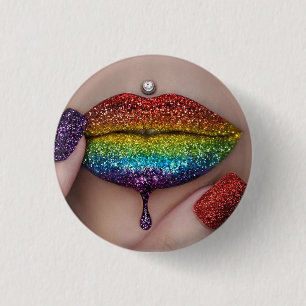 Pride Badges - Rainbow Lipstick Lesbian Ronde Button 3,2 Cm