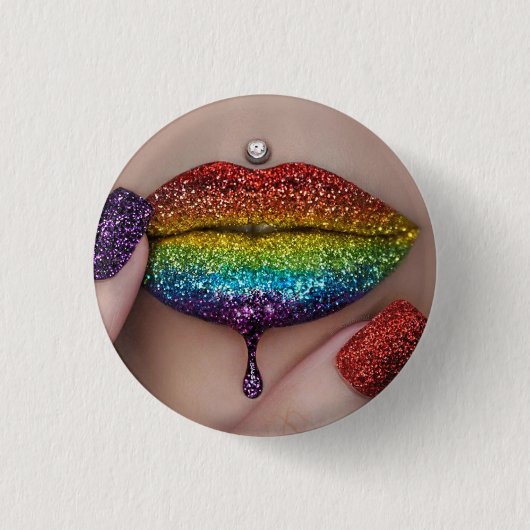 Pride Badges - Regenlippenstift Lesbienne Ronde Button 3,2 Cm (Voorkant)