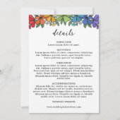 Pride Bloemen Monogram Details LGBT Bruiloft Kaart (Achterkant)