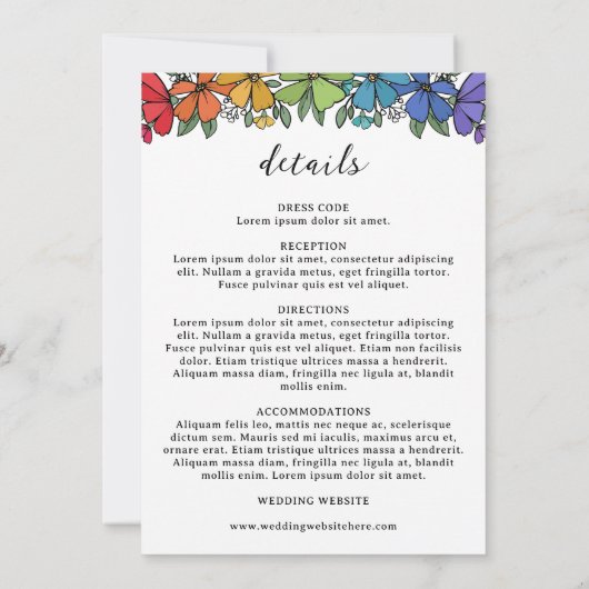 Pride Bloemen Monogram Details LGBT Bruiloft Kaart (Achterkant)