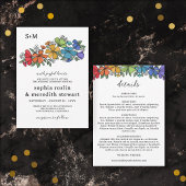 Pride Bloemen Monogram Details LGBT Bruiloft Kaart