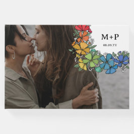 Pride Bloemen Monogram Foto LGBTQ Bruiloft Gastenboek