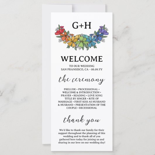 Pride Bloemen Monogram LGBTQ Bruiloft (Voorkant)