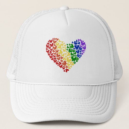 Pride Butterfly Heart – LGBTQ+ vlag kleuren Trucker Pet (Voorkant)