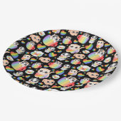 Pride cat and rainbow hearts seamless pattern papieren bordje (Gekanteld)