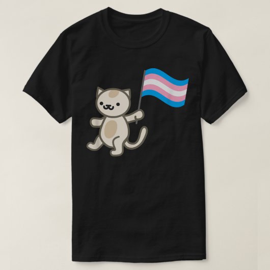 Pride Cat Holding Transgender Flag  T-shirt (Design voorkant)