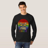 Pride Cat Purride Gay LGBTQ Rainbow Flag Retro Sty T-shirt (Voorkant volledig)