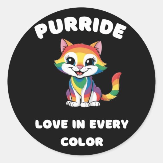 Pride Cat Purride Liefde in elke kleur Sticker (Voorkant)