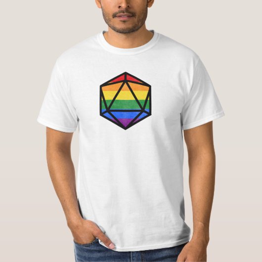 Pride D20 voor LGBTQ+ T-shirt (Voorkant)
