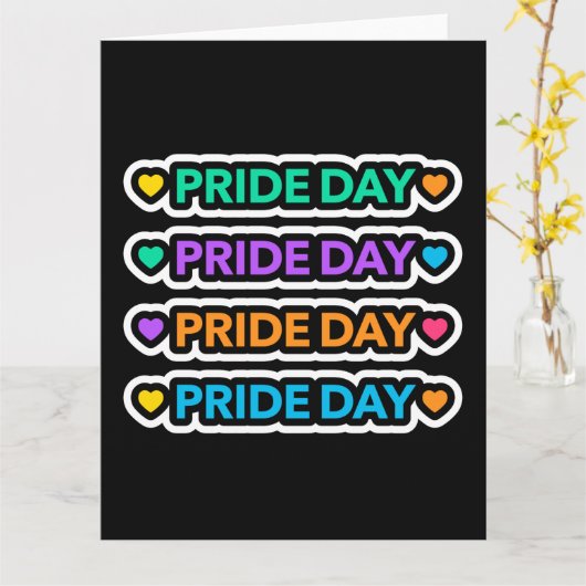 Pride dag. LGBT+Pride. Rainbooghart. Kaart (Gele Bloem)