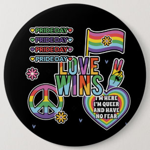 Pride dag. Liefde wint. Ik ben vrolijk en heb geen Ronde Button 6,0 Cm