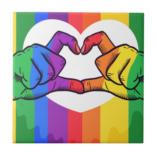 Pride Day concept met handen maken een hart Tegeltje (Voorkant)