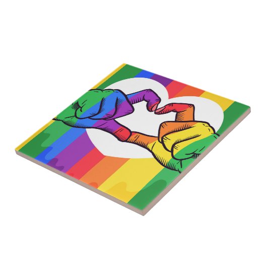 Pride Day concept met handen maken een hart Tegeltje (Zijkant)