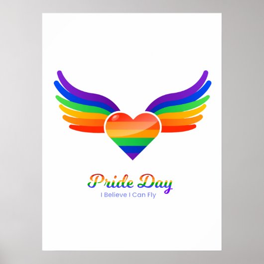 Pride day Heart Wing Ik geloof dat ik kan vliegen Poster (Voorkant)