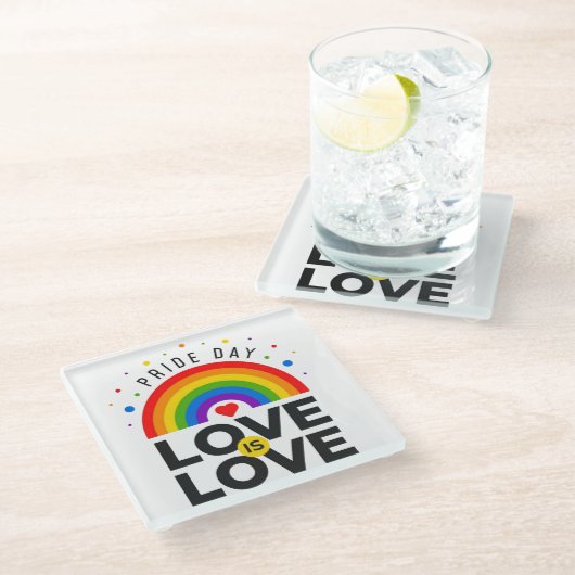 Pride Day Love Glazen Onderzetter (Schuin)