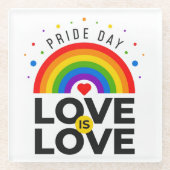 Pride Day Love Glazen Onderzetter (Voorkant)