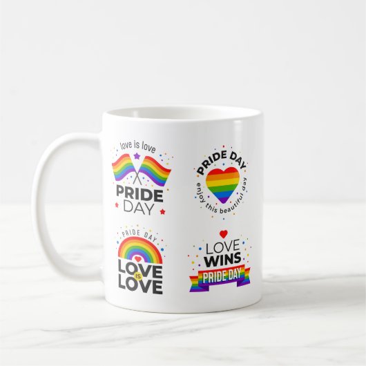 Pride Day Rainbow Heart Koffiemok (Links)