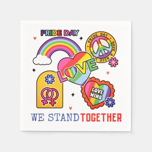 Pride Day We Stand Together LGBT Love Rainbow Servet (Voorkant)