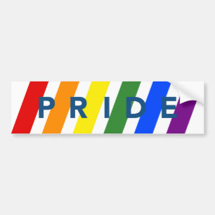 PRIDE Diagonal LGBT Rainbow Stripes Bumpersticker