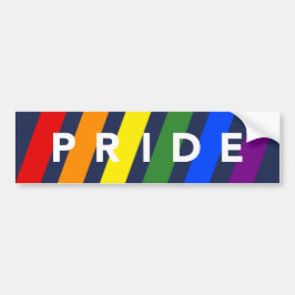 PRIDE Diagonal LGBT Rainbow Stripes op Navy Blue Bumpersticker
