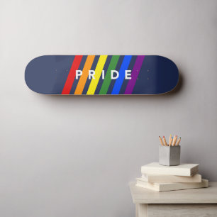 PRIDE Diagonal LGBT Rainbow Stripes op Navy Blue Persoonlijk Skateboard