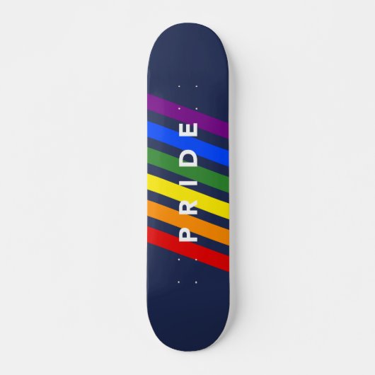 PRIDE Diagonal LGBT Rainbow Stripes op Navy Blue Persoonlijk Skateboard (Voorkant)