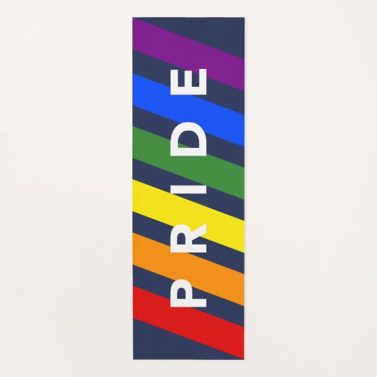 PRIDE Diagonal LGBT Rainbow Stripes op Navy Blue Yogamat (Voorkant)