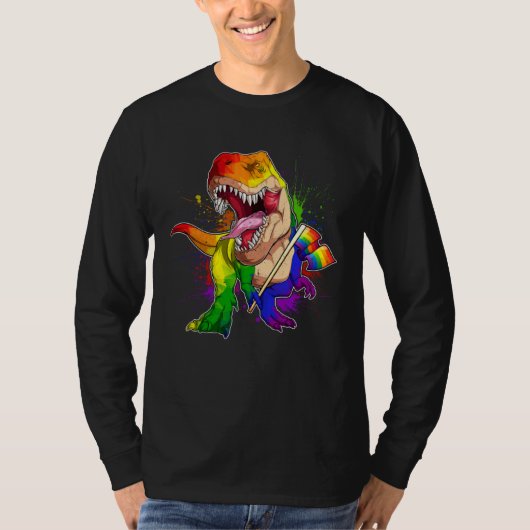 Pride Dinosaur LGBT Gay Lesbian Transgender Trans  T-shirt (Voorkant)