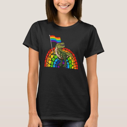 Pride Dinosaur LGBT Gay Lesbian Transgender Trans  T-shirt (Voorkant)