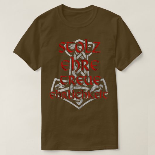 Pride eervolle loyaliteit eerlijkheid Mjolnir T-shirt (Design voorkant)